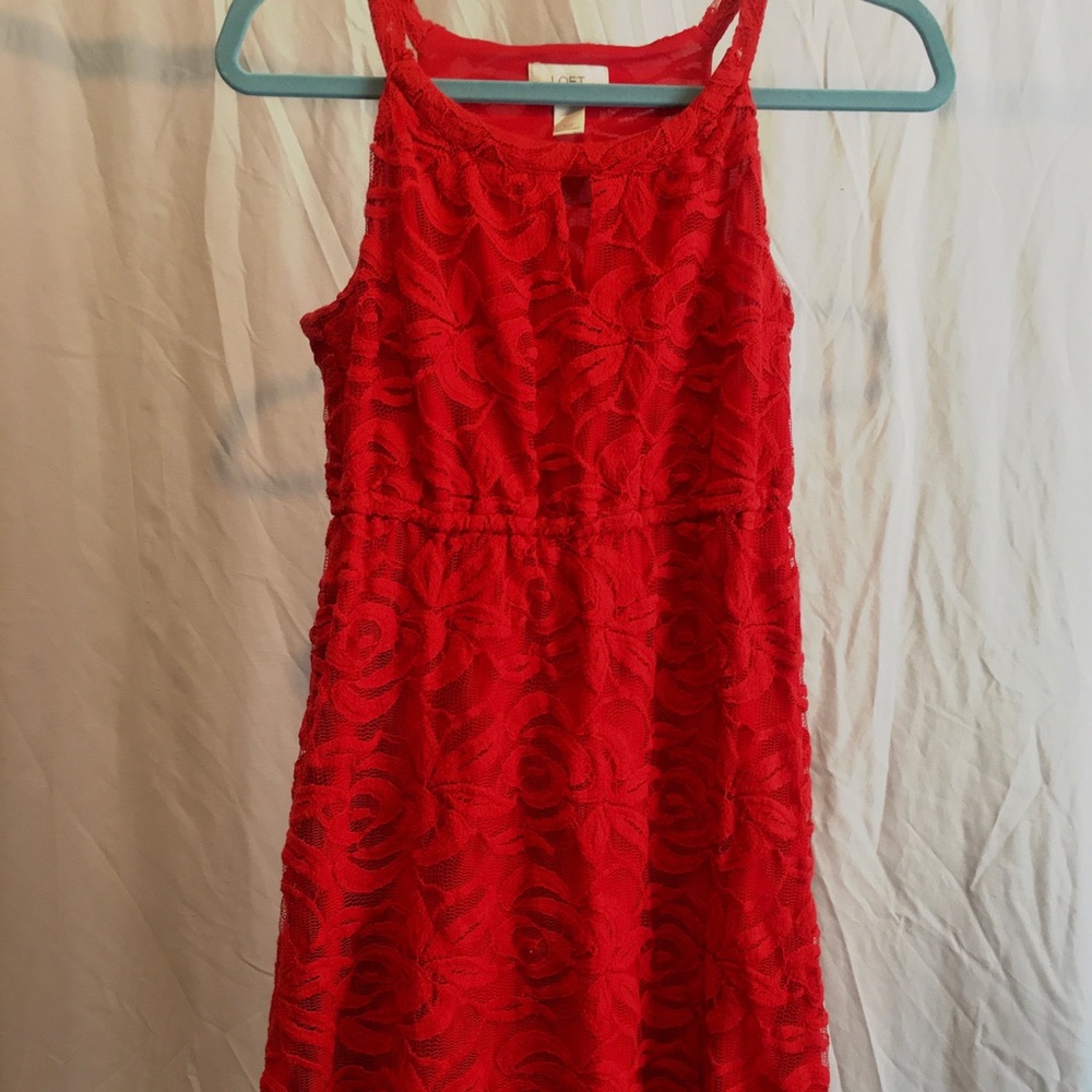 Loft - red floral lace dress